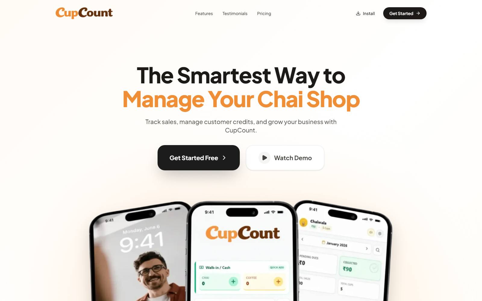CupCount — sales and customer CRM for chai shop owners